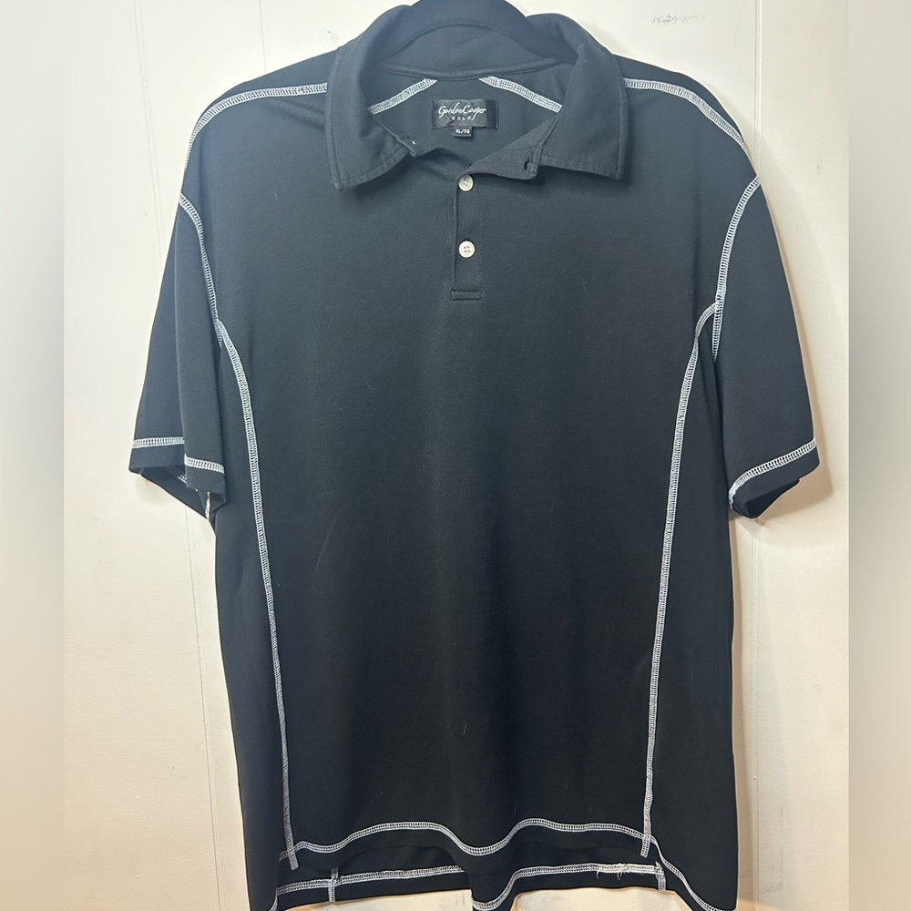Gordon Cooper Golf, Size Xl, Mens Golf POLO, Black with white stitching